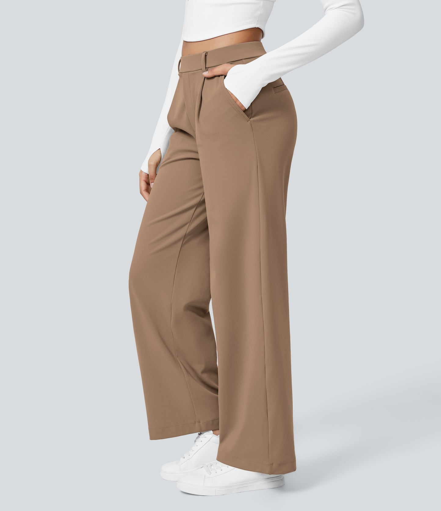 High Waisted Pocket Straight Leg Work Pants