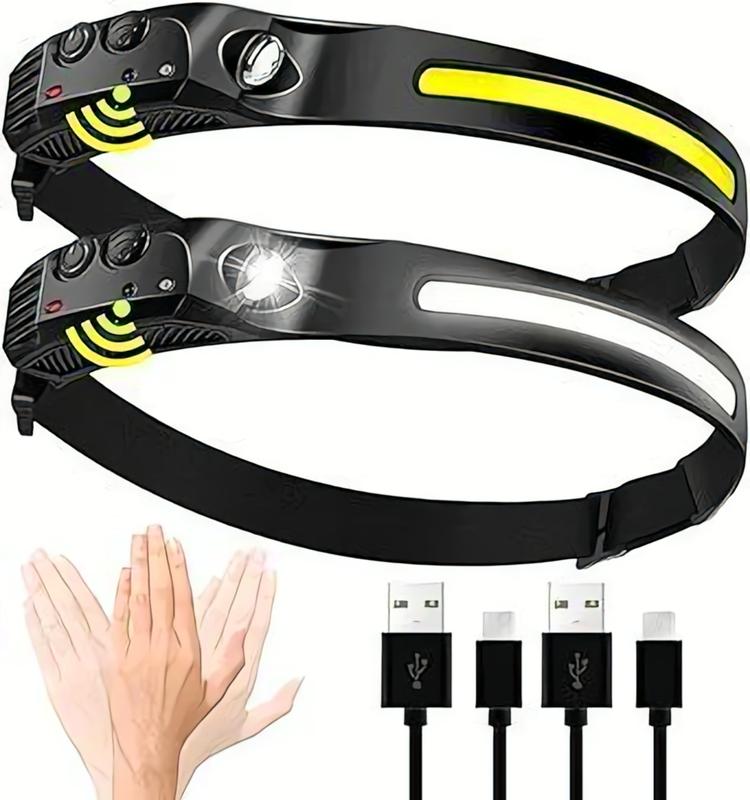 230° wide-beam rechargeable LED headlamp
