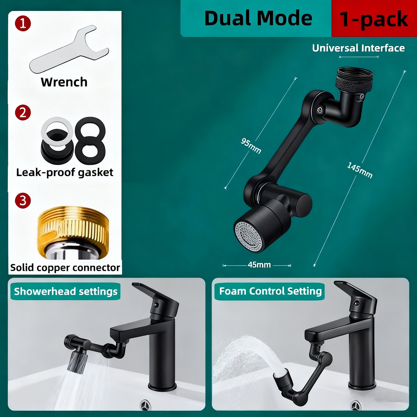 1440° Rotatable Faucet Aerator Extension