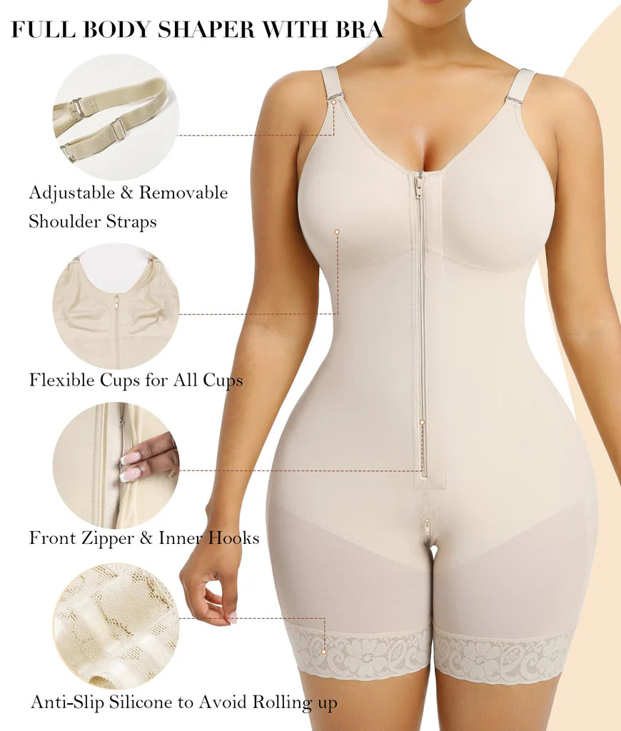 Shapewear for Women Tummy Control Butt Lifter Body Shaper with Zipper Crotch