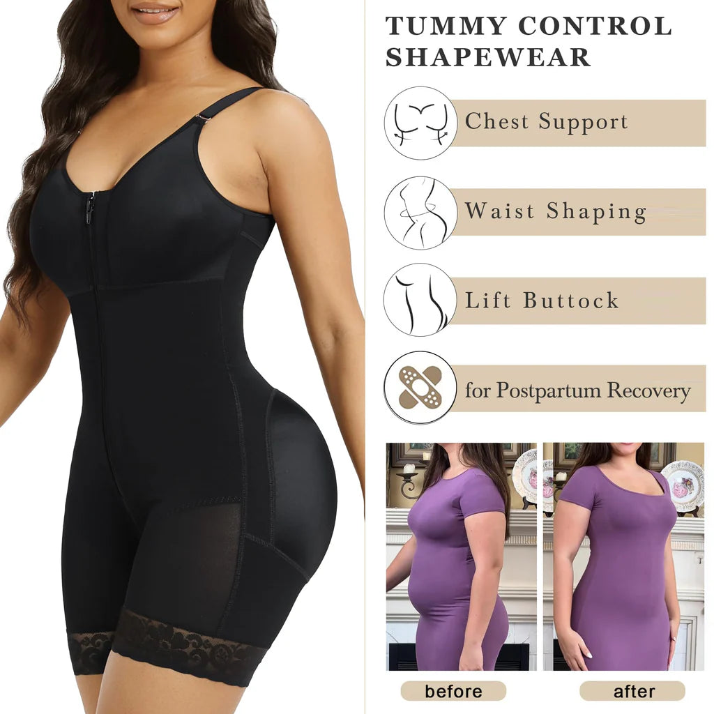 Shapewear for Women Tummy Control Butt Lifter Body Shaper with Zipper Crotch