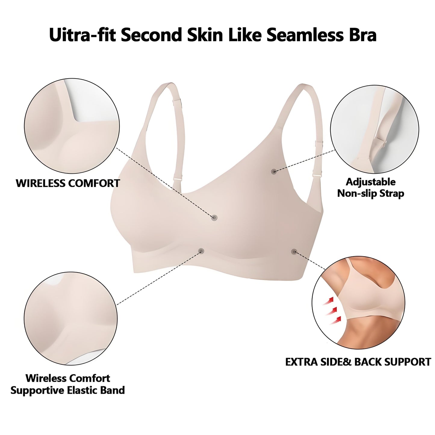Womens Seamless Comfort Push-Up Bra