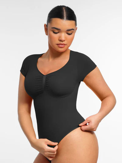 Tummy Control Seamless Short-Sleeve Bodysuit