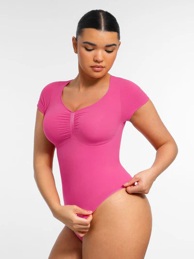 Tummy Control Seamless Short-Sleeve Bodysuit