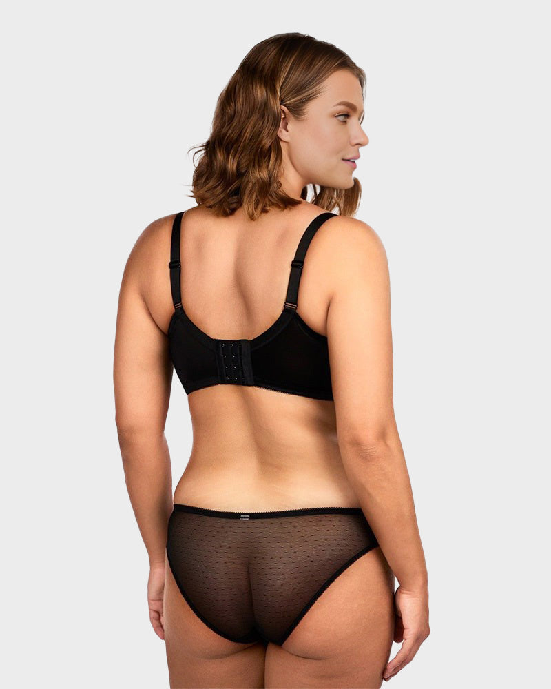 Full Coverage Lace Minimizer Bra - Petal-Black