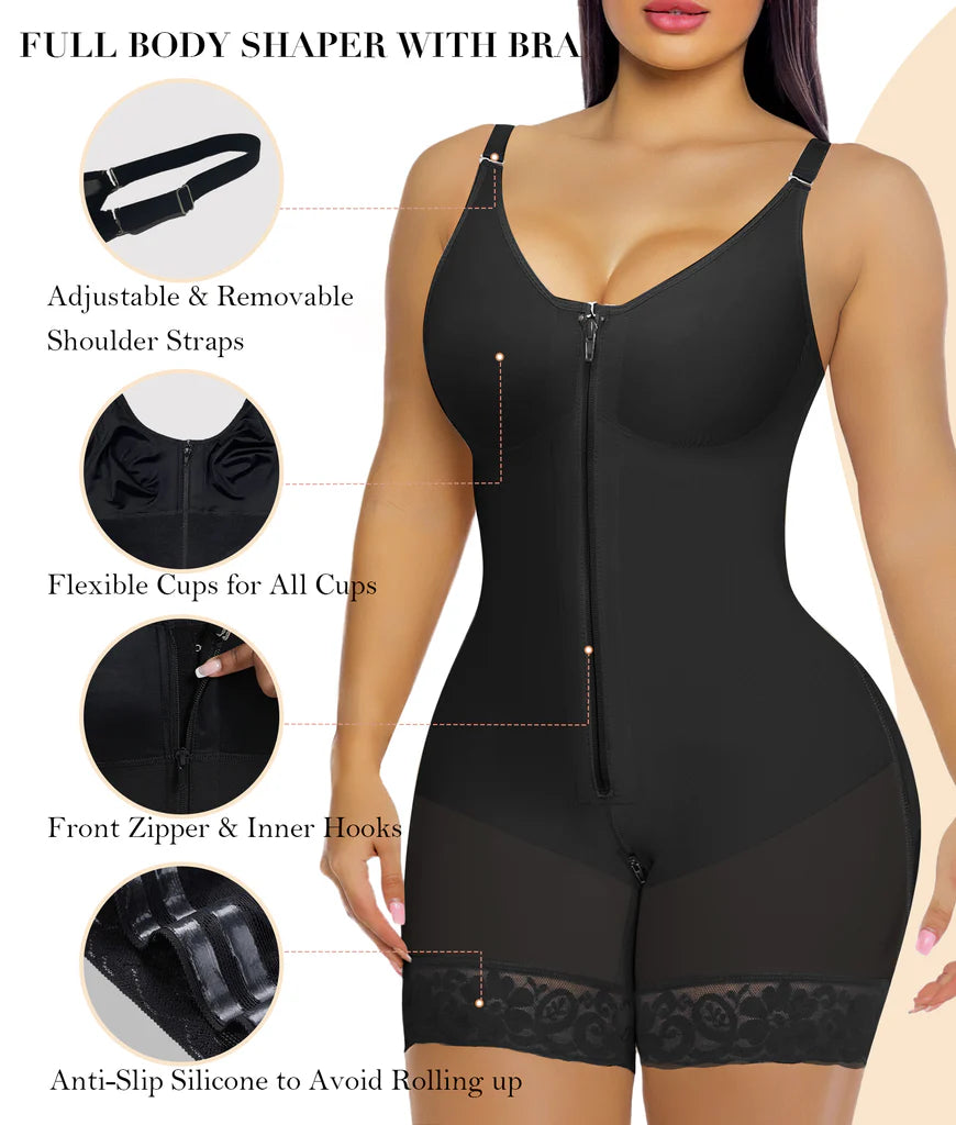 Shapewear for Women Tummy Control Butt Lifter Body Shaper with Zipper Crotch