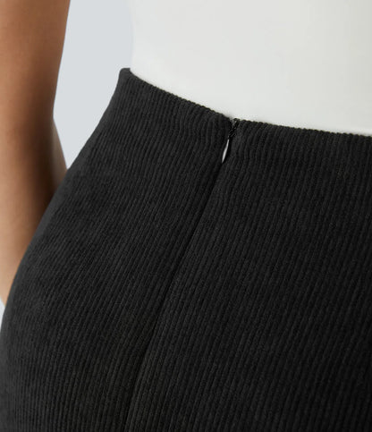 High Waisted 2-in-1 A Line Mini Corduroy Casual Skirt