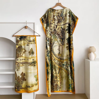 Women's Floral & Butterfly & Peacock Print Cape Shawl & Scarf Set