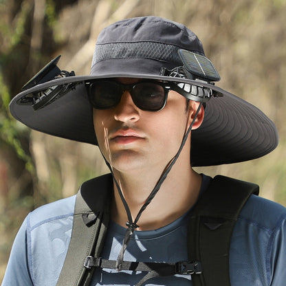 🔥10-Second Chill⚡-Outdoor Wide Brim Sun Hat With Solar Fan