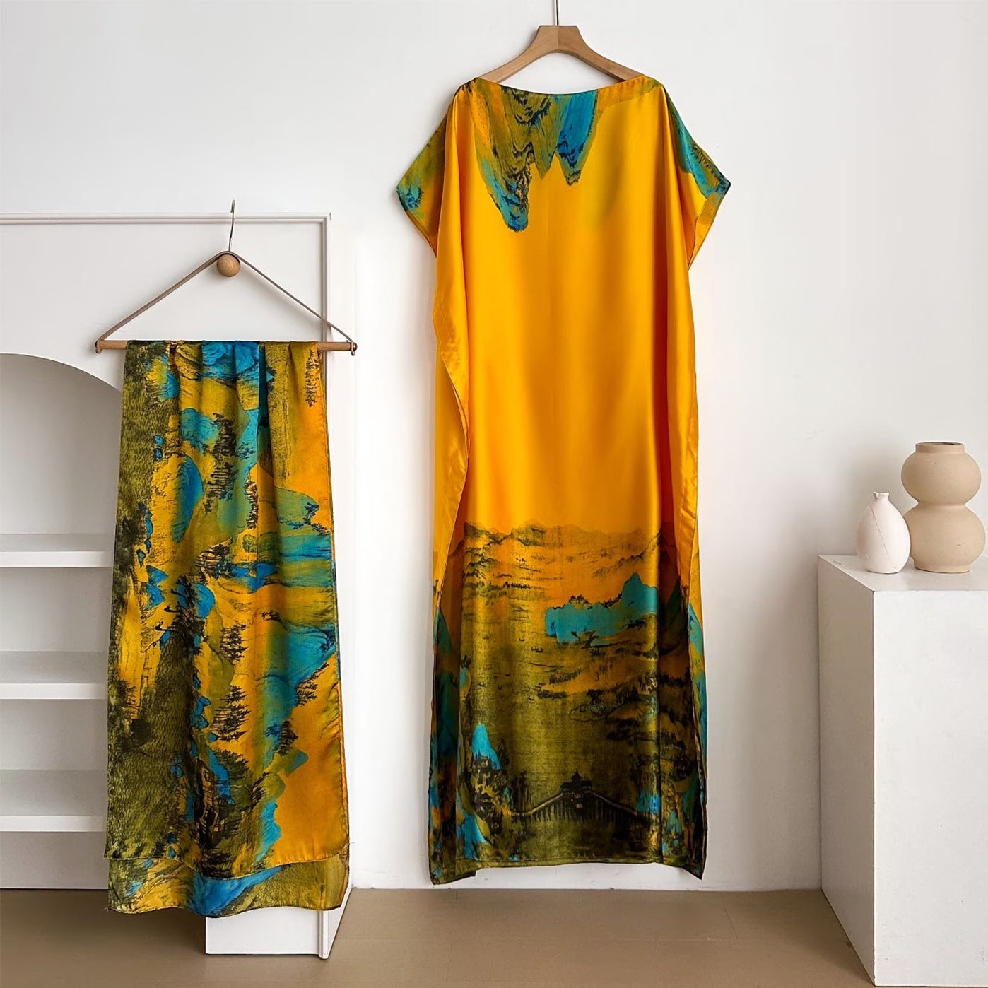 Women's Floral & Butterfly & Peacock Print Cape Shawl & Scarf Set