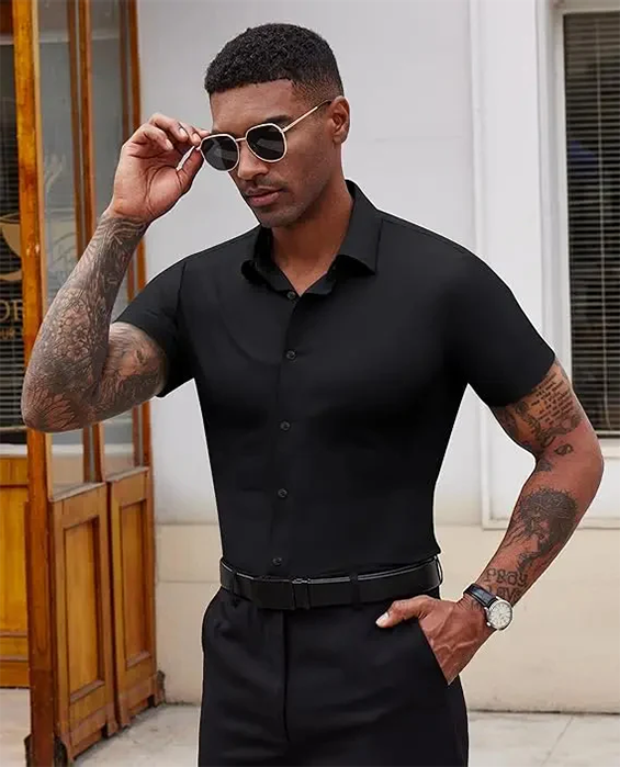 Stretch Dress Shirts for Men Short Sleeve