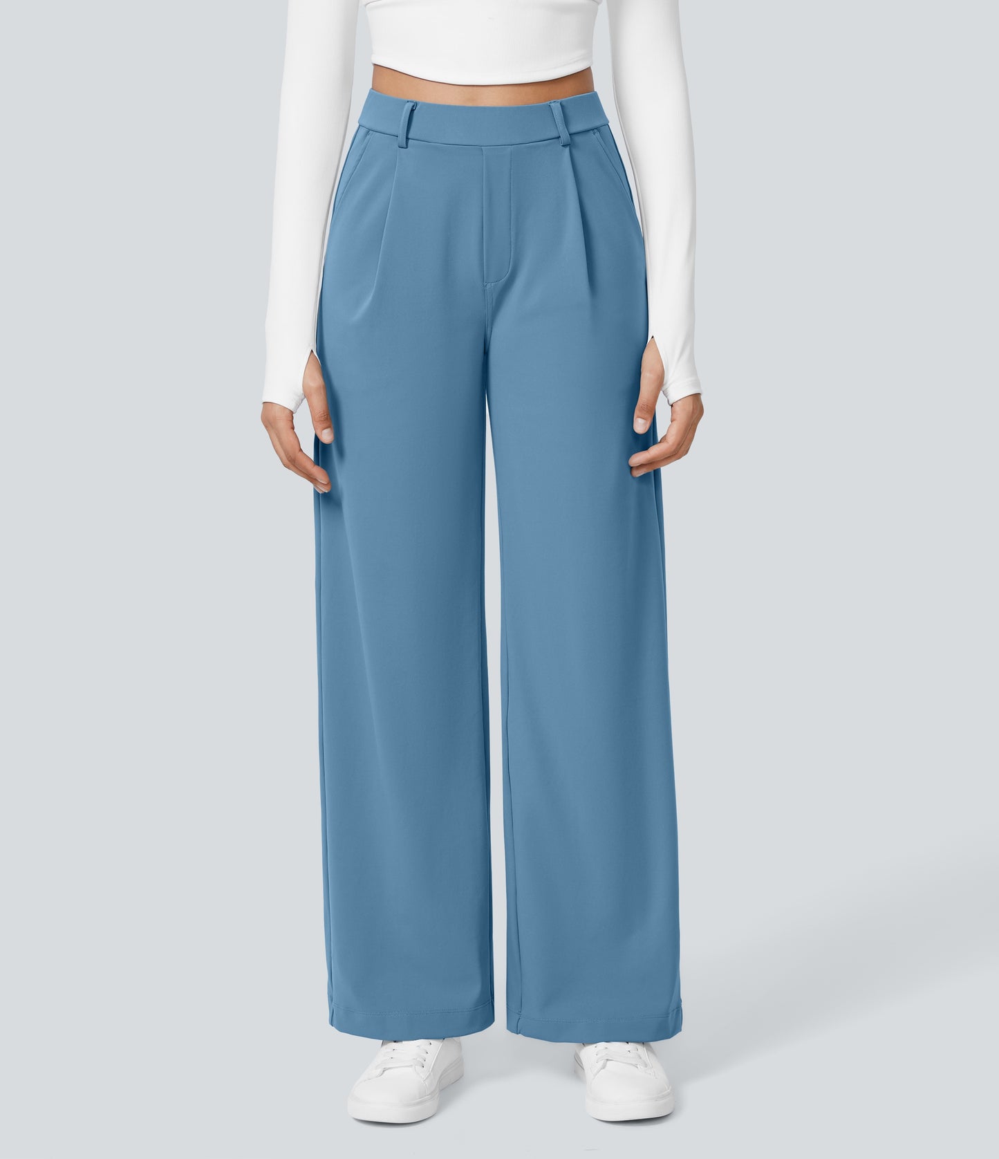 High Waisted Pocket Straight Leg Work Pants