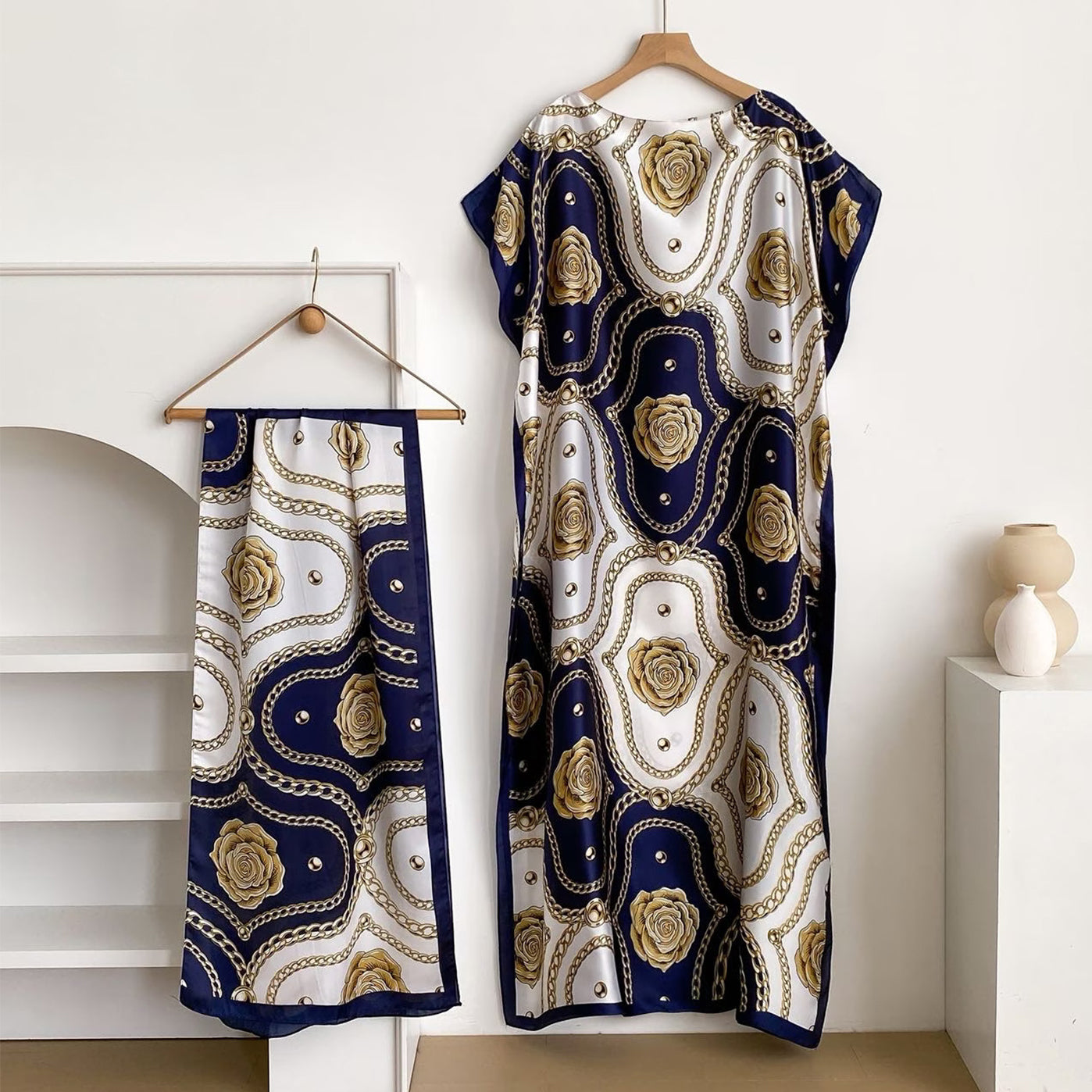 Women's Floral & Butterfly & Peacock Print Cape Shawl & Scarf Set