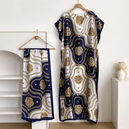 Women's Floral & Butterfly & Peacock Print Cape Shawl & Scarf Set