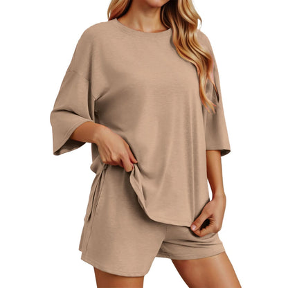 Oversized Casual Lounge Set – 2-Piece with Crewneck & Split Hem