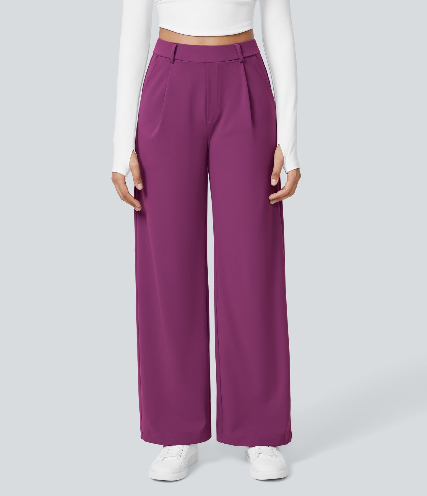 High Waisted Pocket Straight Leg Work Pants