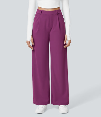 High Waisted Pocket Straight Leg Work Pants