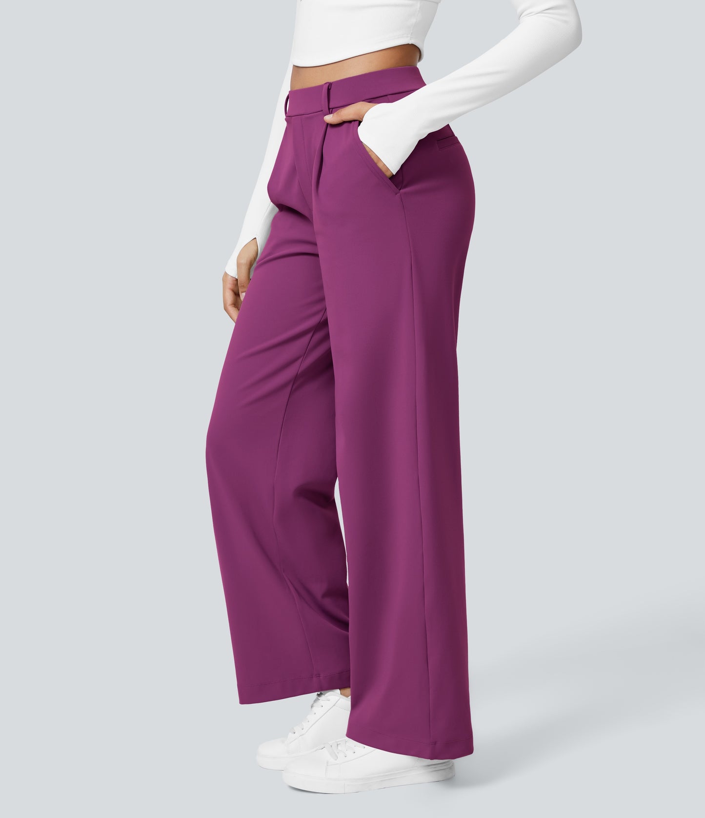 High Waisted Pocket Straight Leg Work Pants