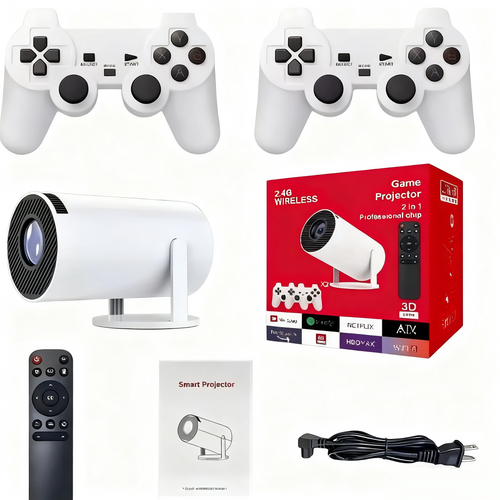Mini Projector with 2 Joysticks — 4K Portable Home & Outdoor Theater