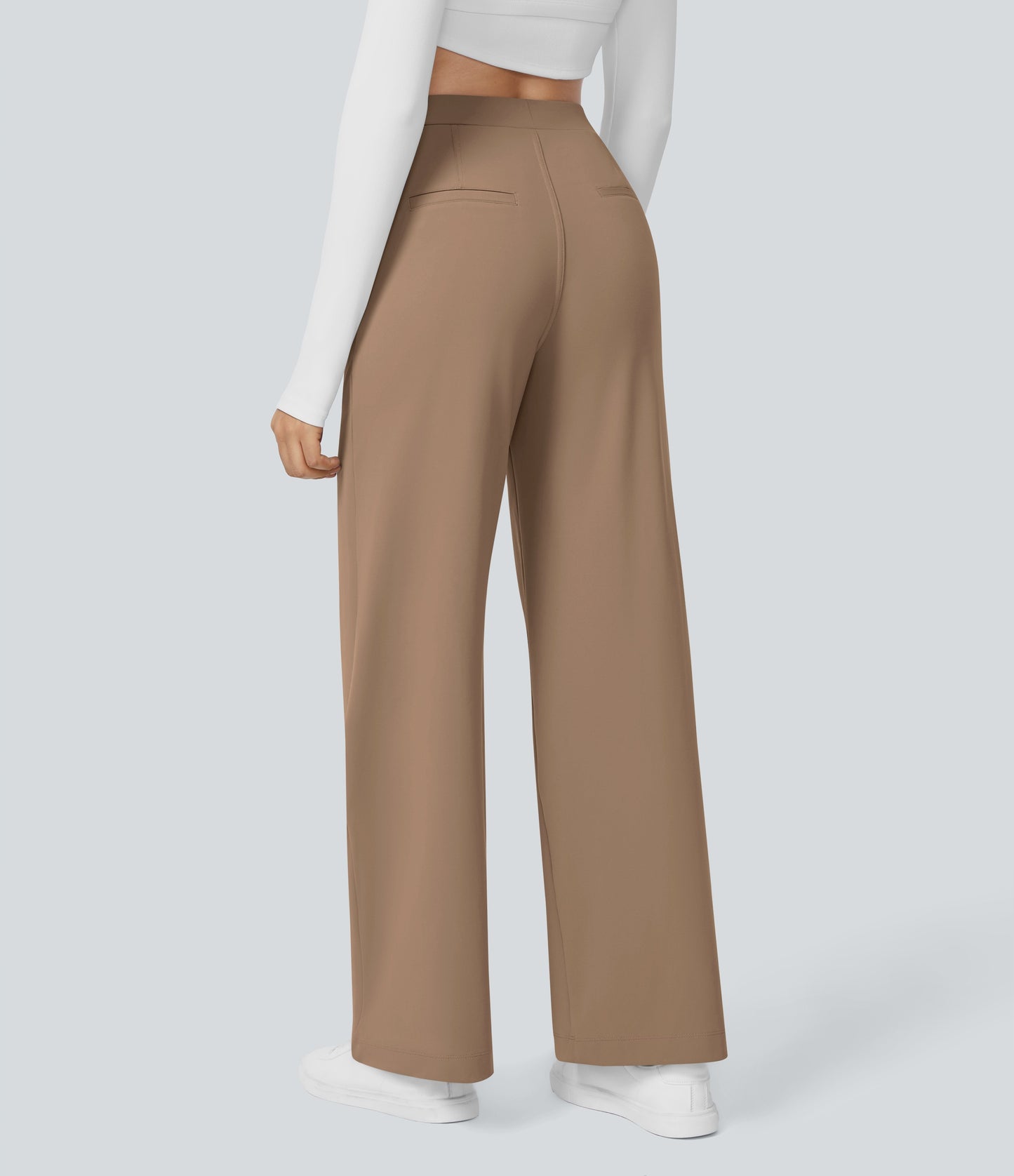 High Waisted Pocket Straight Leg Work Pants