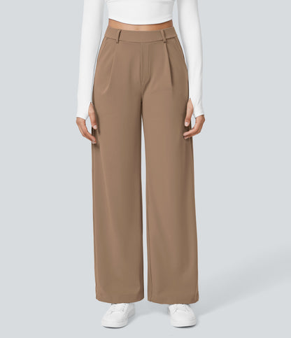 High Waisted Pocket Straight Leg Work Pants