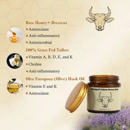 Whipped Grass-Fed Beef Tallow Honey Balm