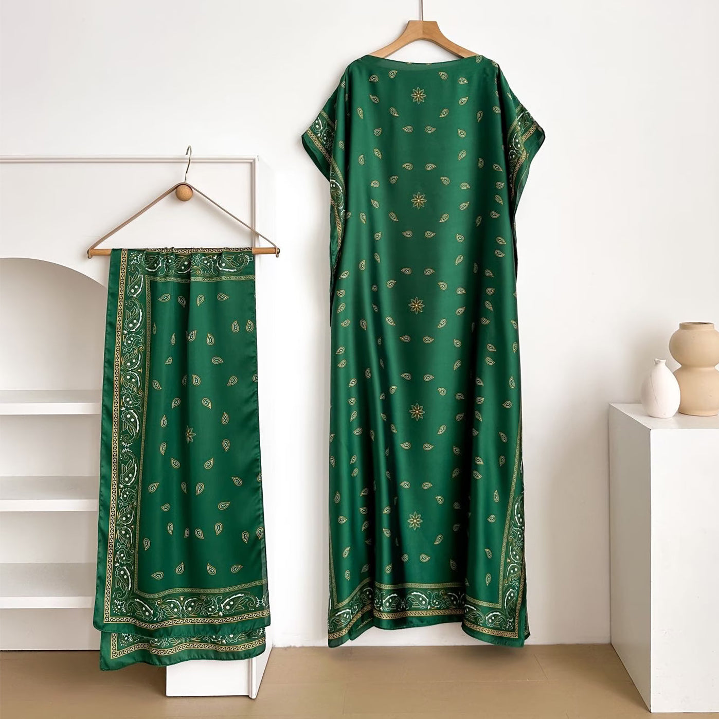 Women's Floral & Butterfly & Peacock Print Cape Shawl & Scarf Set