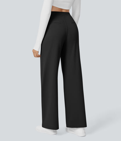 High Waisted Pocket Straight Leg Work Pants
