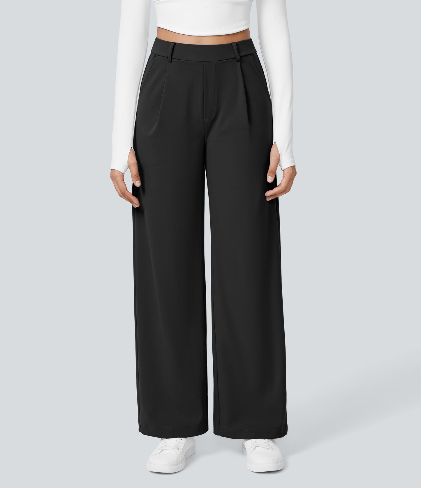 High Waisted Pocket Straight Leg Work Pants