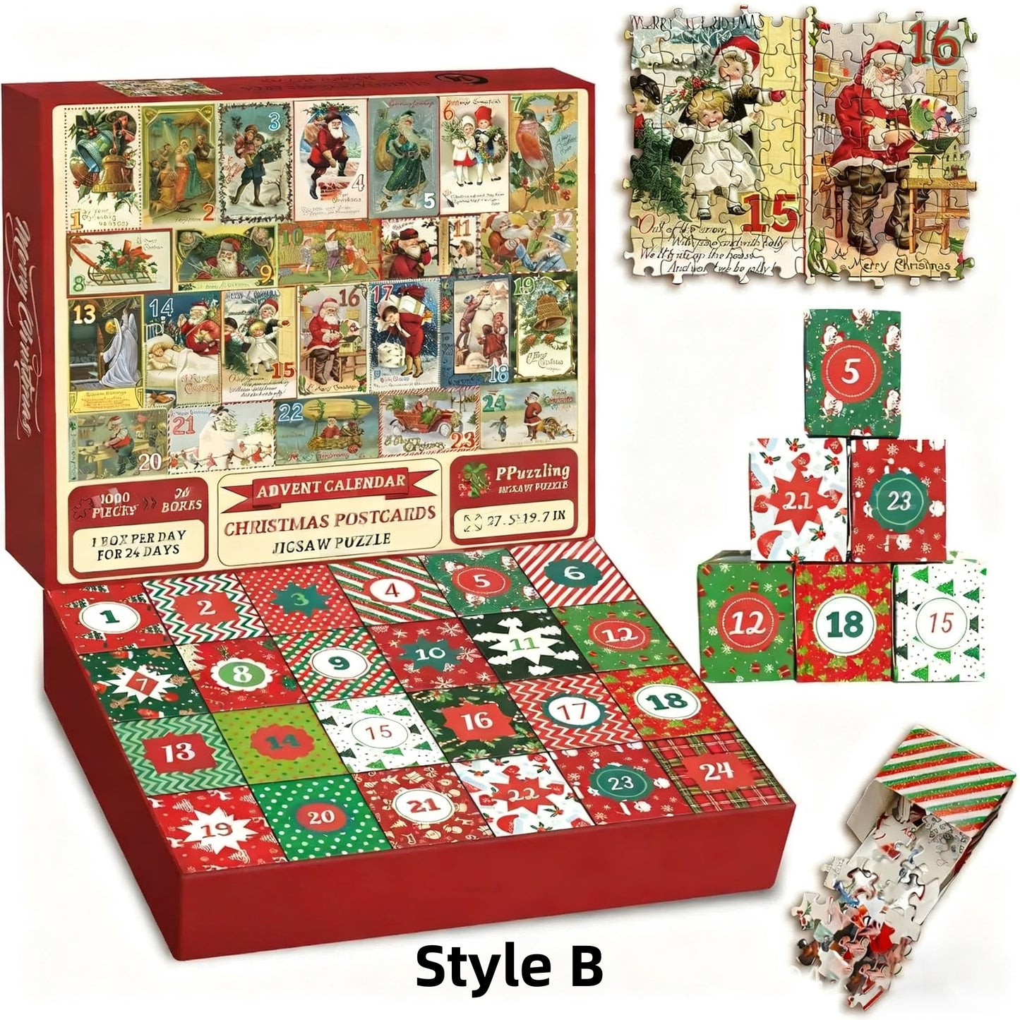 Christmas Advent Calendar Jigsaw Puzzle – 1000pcs Festive Holiday Countdown Fun