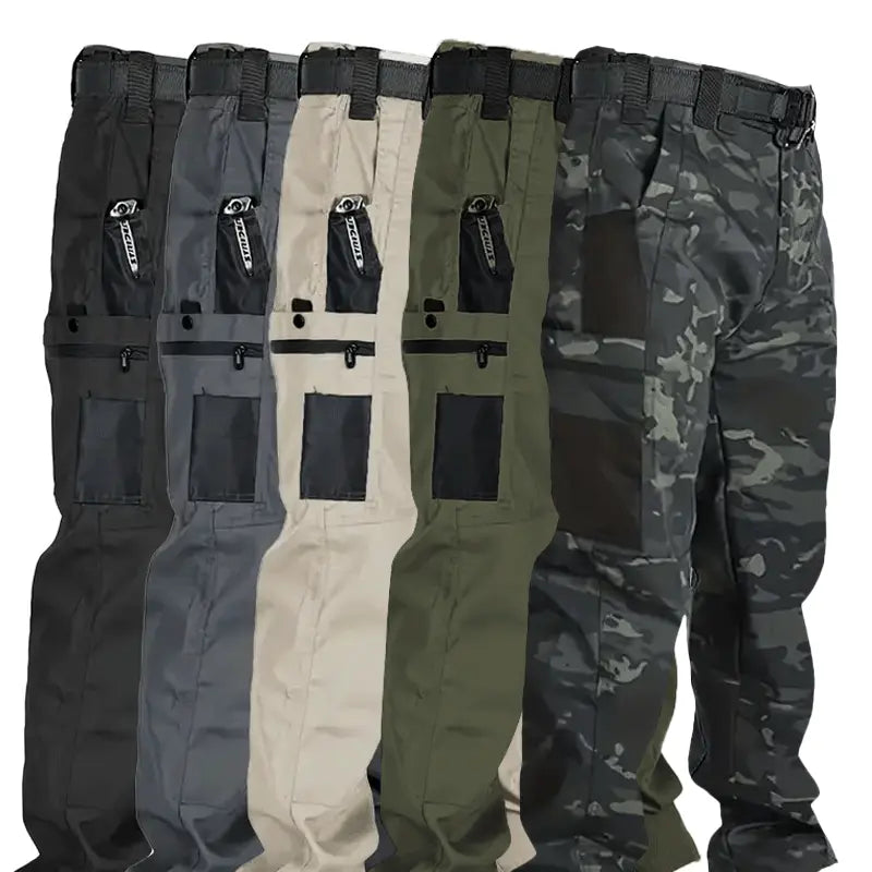 Men's solid color printed pocket zipper waterproof tactical work pants