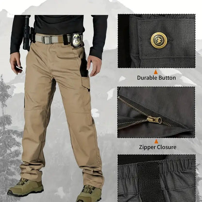 Men's solid color printed pocket zipper waterproof tactical work pants