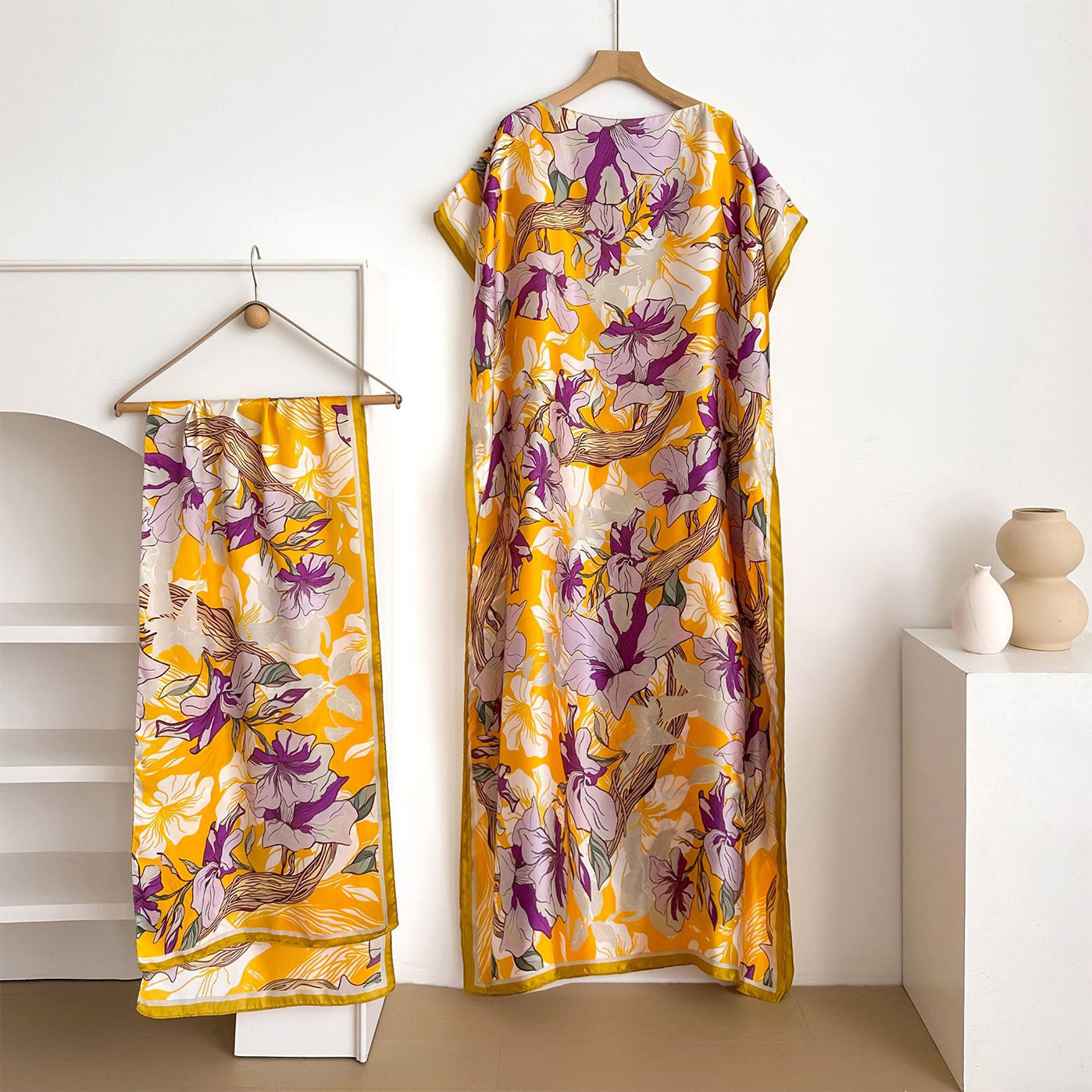 Women's Floral & Butterfly & Peacock Print Cape Shawl & Scarf Set