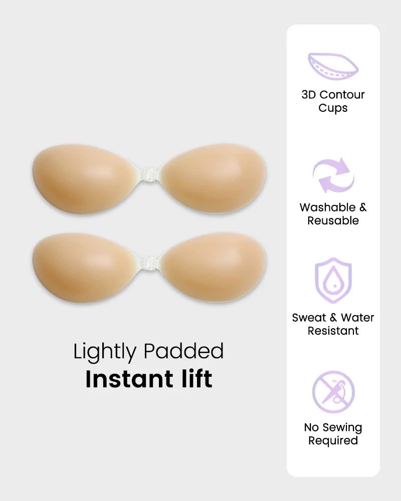 Front Closure Silicone Self-Adhesive Invisible Bra (2 Pairs)