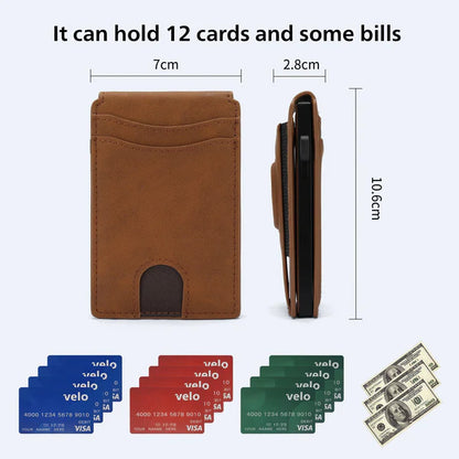 Men's Business Wallet Credit Card Holder Pop Up Smart RFlD Blocking Slim Leather
