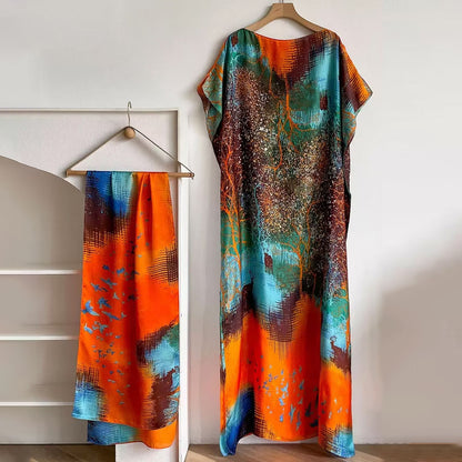 Women's Floral & Butterfly & Peacock Print Cape Shawl & Scarf Set