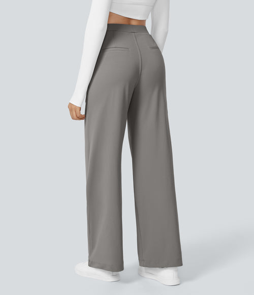 High Waisted Pocket Straight Leg Work Pants