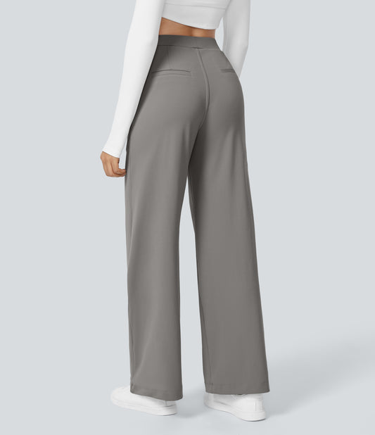 High Waisted Pocket Straight Leg Work Pants
