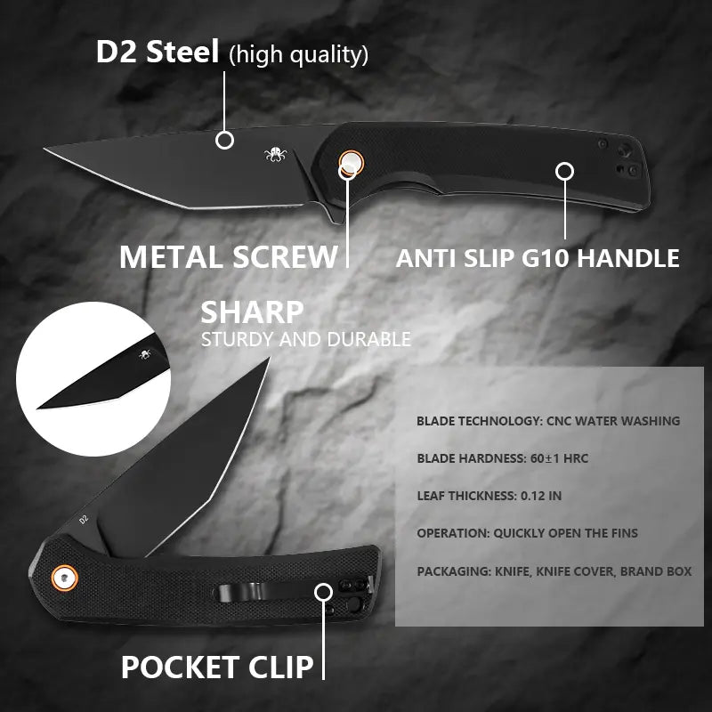 KLAKEN J147-VIREX-D2 Blade With G10 Handle EDC Pocket Tool