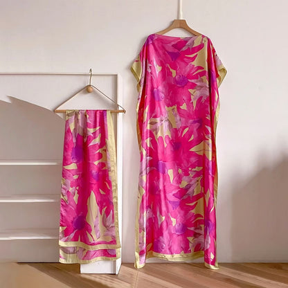 Women's Floral & Butterfly & Peacock Print Cape Shawl & Scarf Set