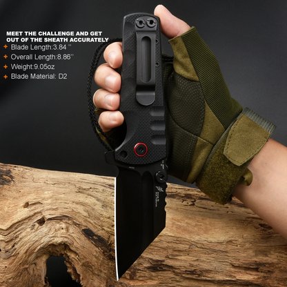 Pro ATZ-1820P EDC Folding Tool – D2 Black PVD, Black G10