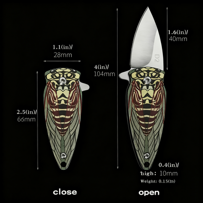 Cicada Pattern High Hardness D2 Steel Folding Blade