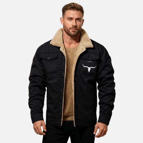 Men’s Retro Western Fleece Jacket – Warm, Rugged & Timeless Style