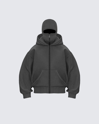 Double Hooded Zip Jacket Wind-resistant Winter Hoodies for Men