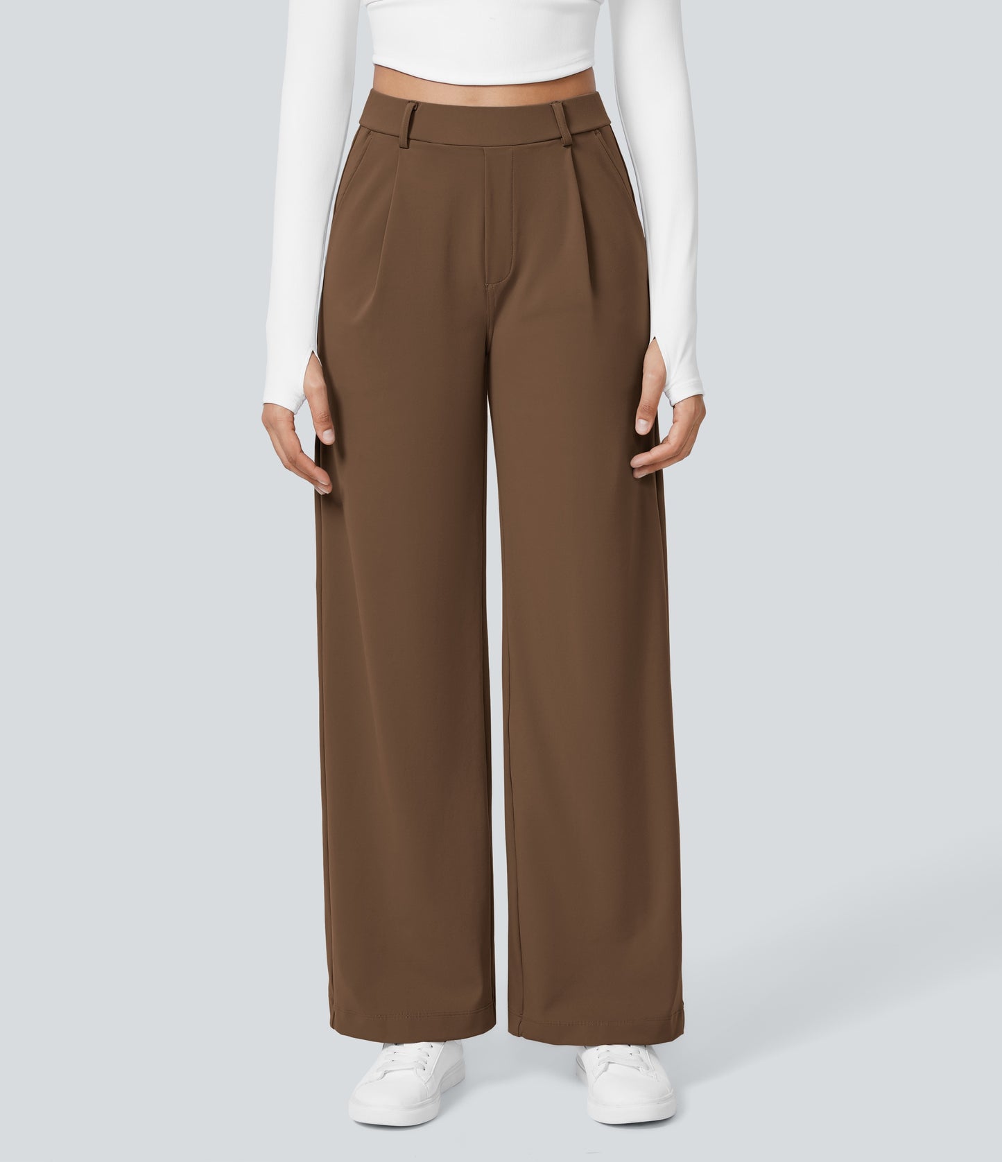 High Waisted Pocket Straight Leg Work Pants