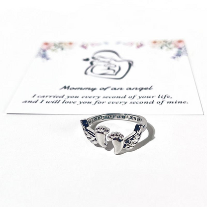 Mother of An Angel Footprint Wings Ring