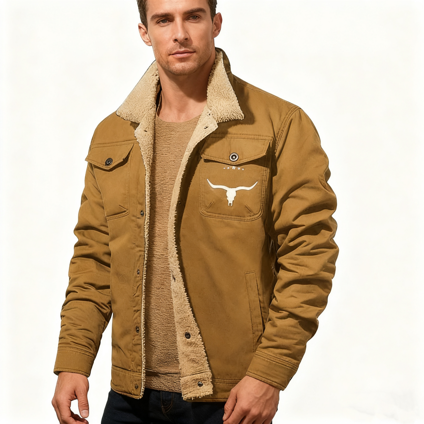 Men’s Retro Western Fleece Jacket – Warm, Rugged & Timeless Style