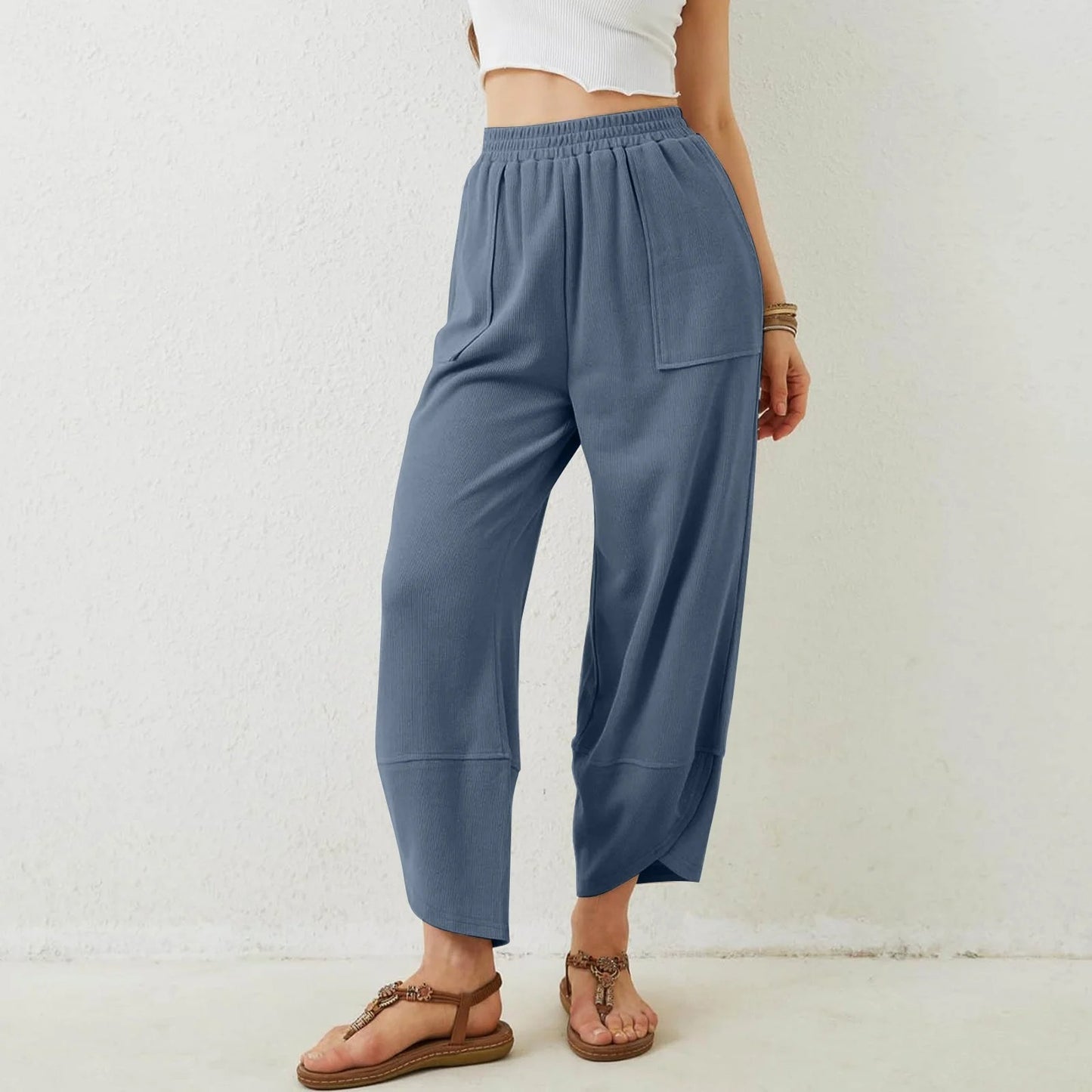 Womens Baggy Wide Leg Pants with Large Pockets