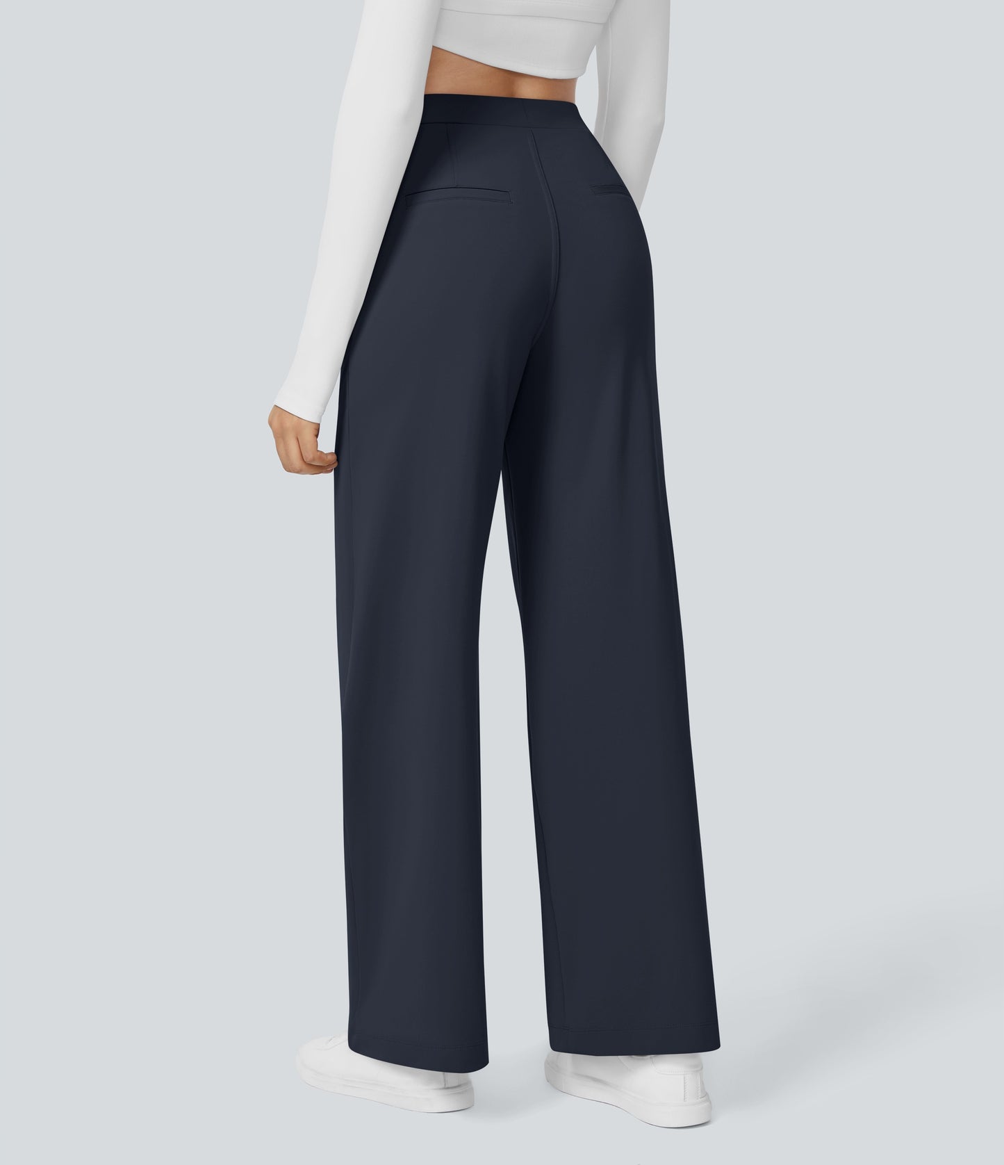 High Waisted Pocket Straight Leg Work Pants