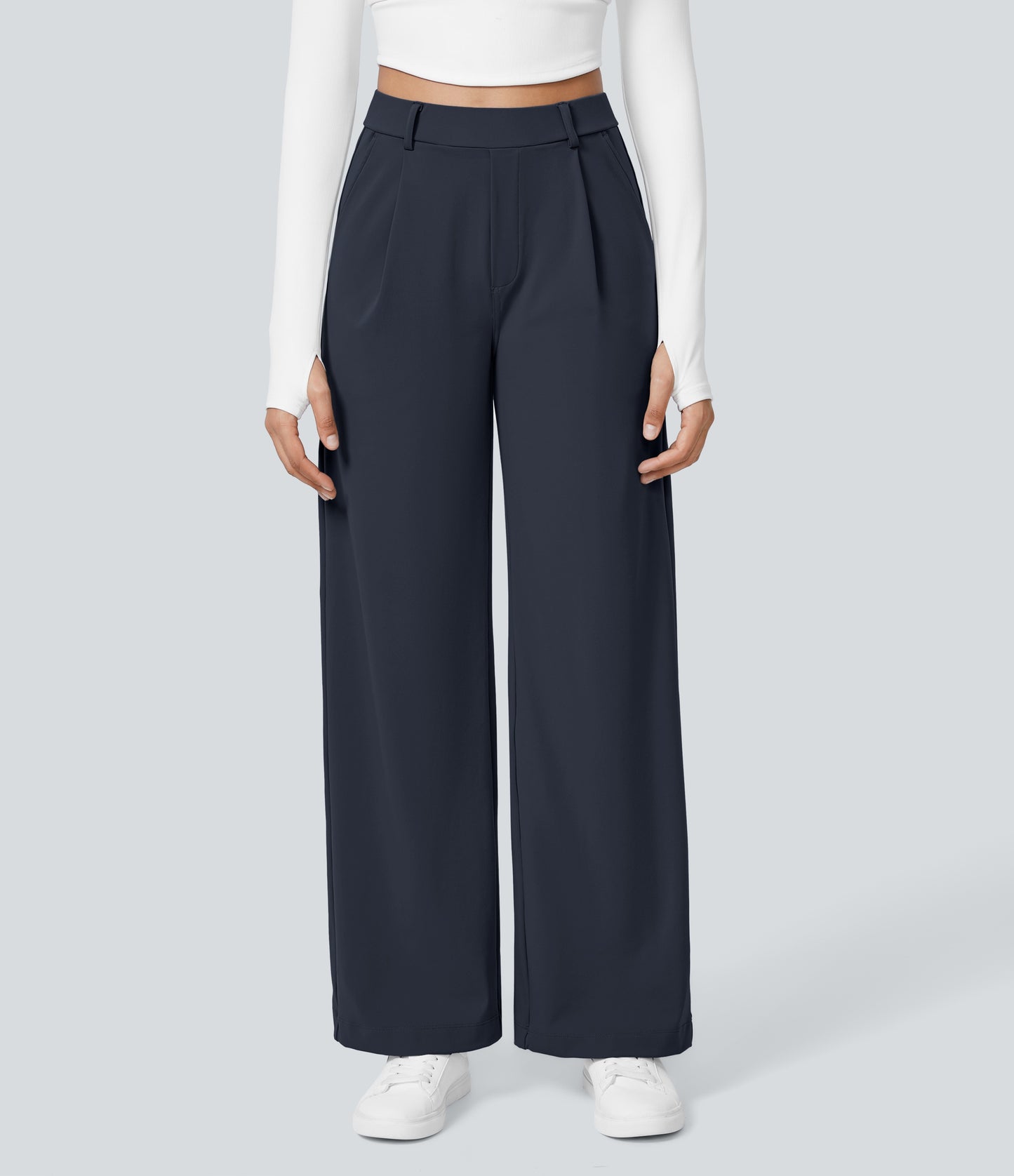 High Waisted Pocket Straight Leg Work Pants